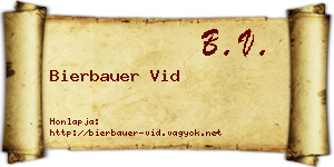 Bierbauer Vid névjegykártya